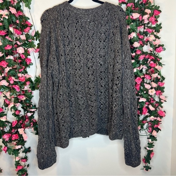 🌹Andewear Brown Tan Crochet Knit Wool Blend Oversized Sweater Women’s Large - Picture 7 of 8